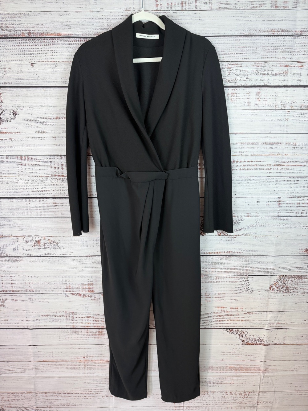 Camilla and Marc Black Wrap Front Belted Jumpsuit XS